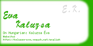 eva kaluzsa business card